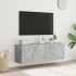 Muebles TV de pared luces LED 2 uds gris hormigón 60x35x41