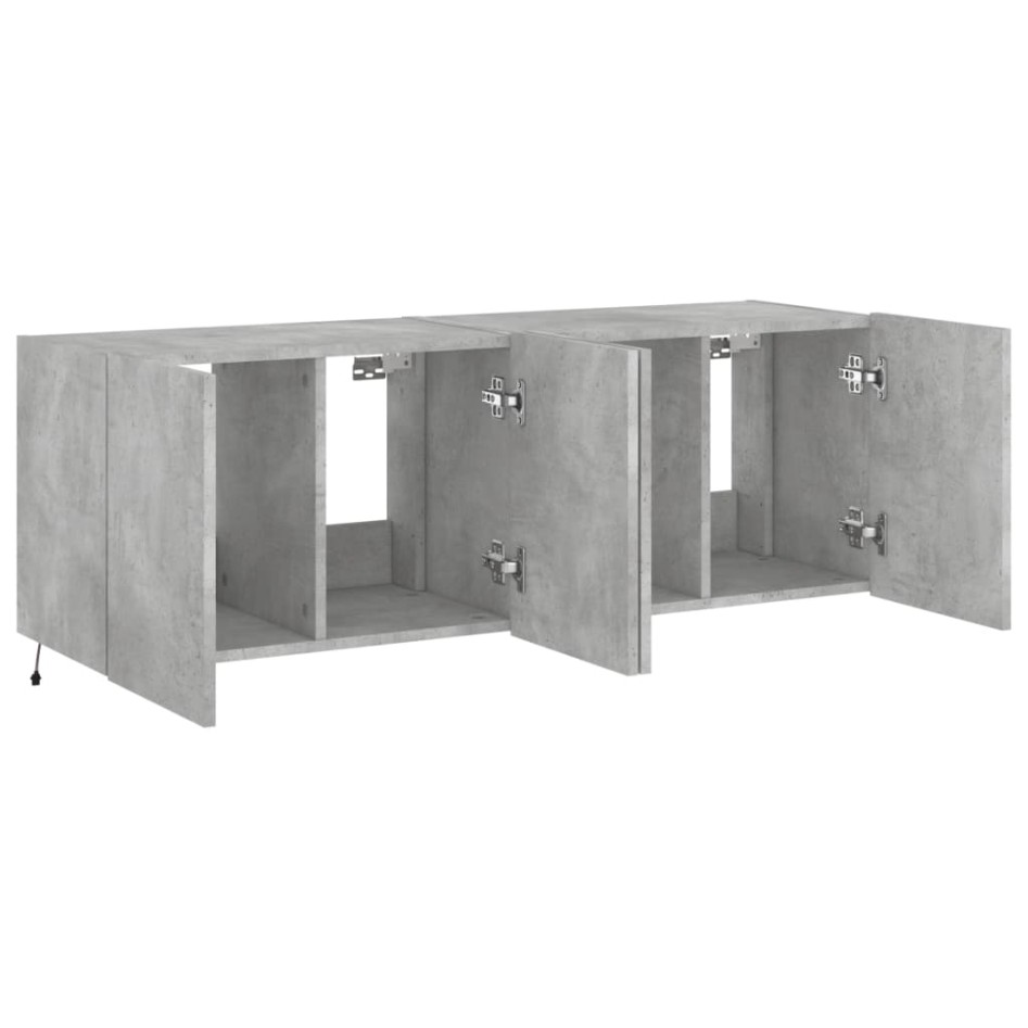 Muebles TV de pared luces LED 2 uds gris hormigón 60x35x41