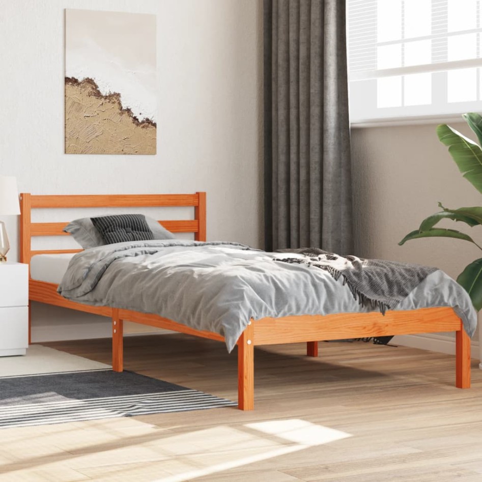 Estructura de cama sin colchón madera de pino marrón 90x200