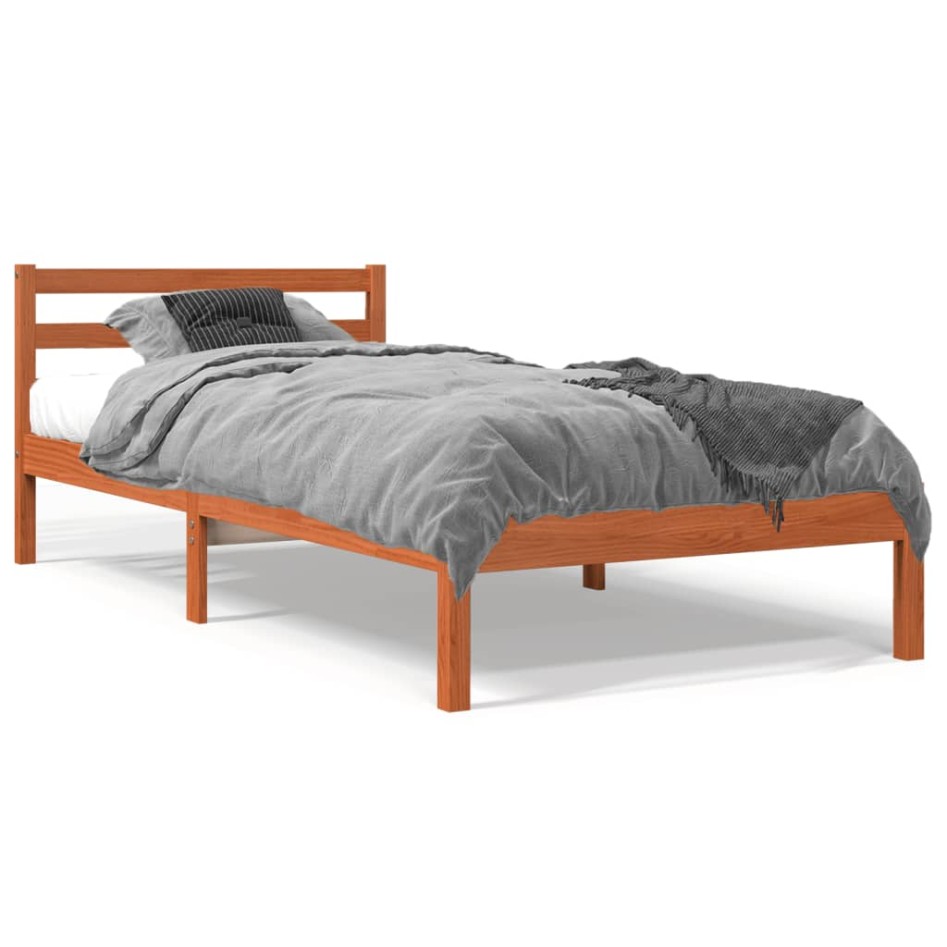 Estructura de cama sin colchón madera de pino marrón 90x200
