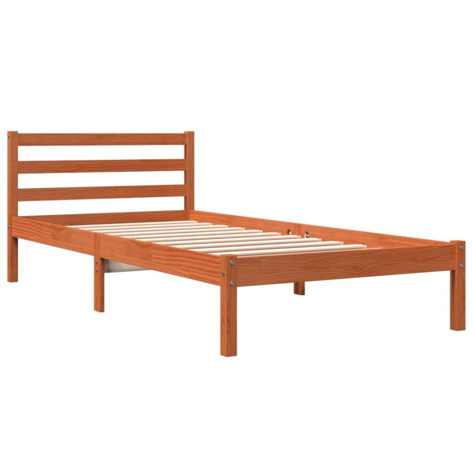Estructura de cama sin colchón madera de pino marrón 90x200