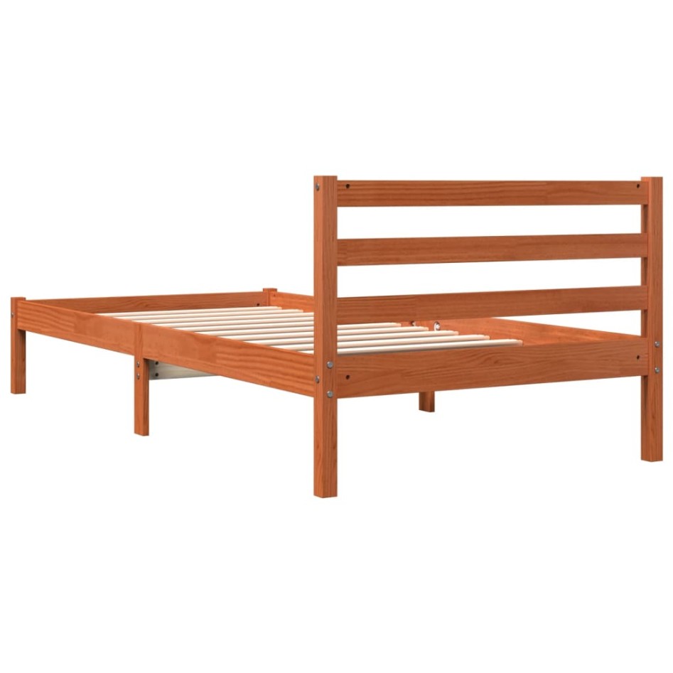 Estructura de cama sin colchón madera de pino marrón 90x200