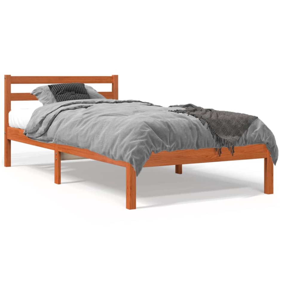 Estructura de cama sin colchón madera maciza marrón 75x190