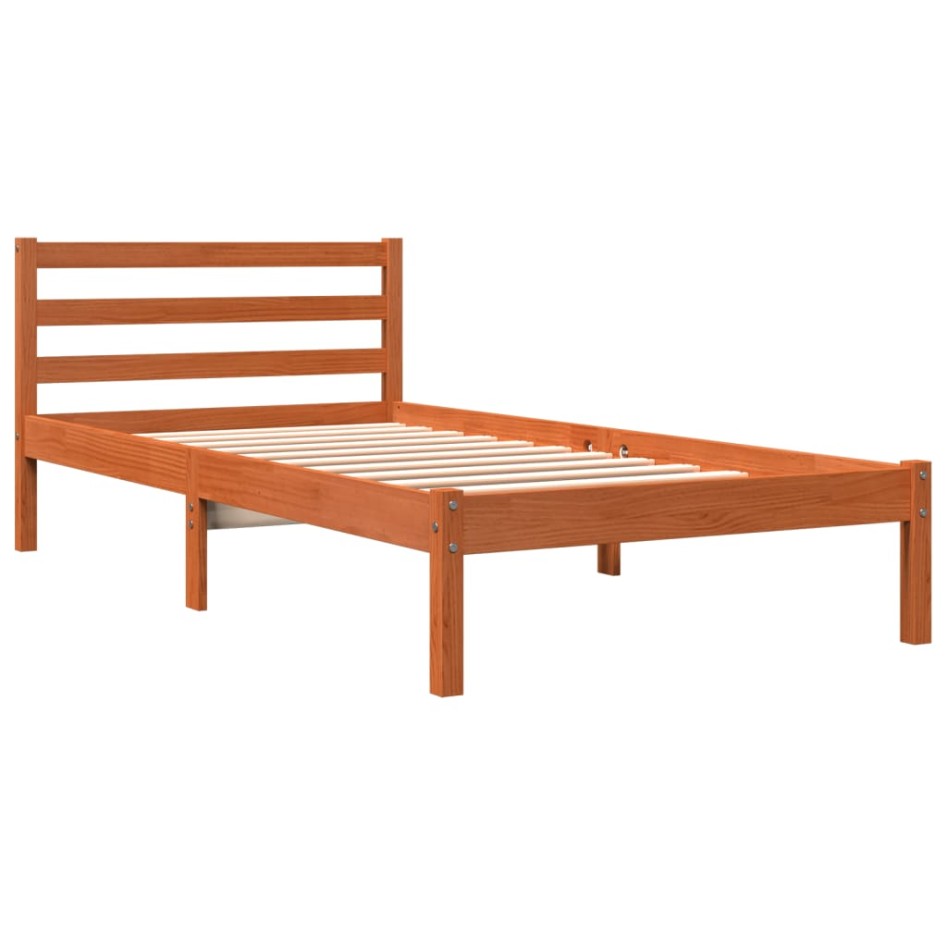 Estructura de cama sin colchón madera maciza marrón 75x190