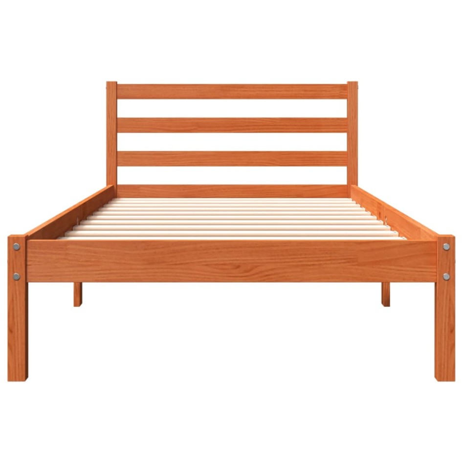 Estructura de cama sin colchón madera maciza marrón 75x190