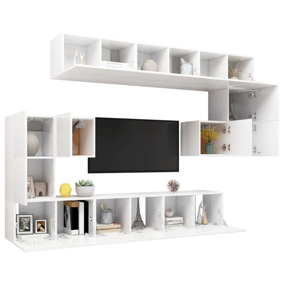 Set de mueble para TV 10 piezas madera de ingeniería