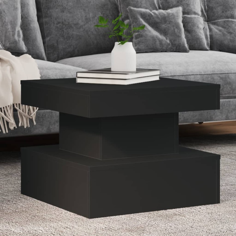 Mesa de centro con luces LED negro 50x50x40