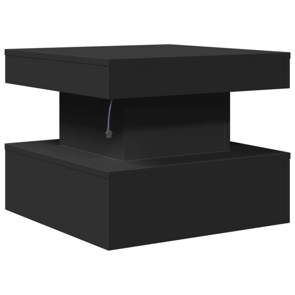 Mesa de centro con luces LED negro 50x50x40