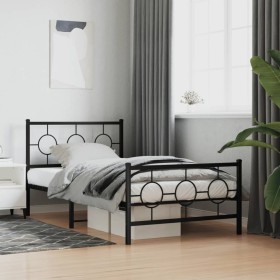 Estructura cama sin colchón con estribo metal negro 100x190
