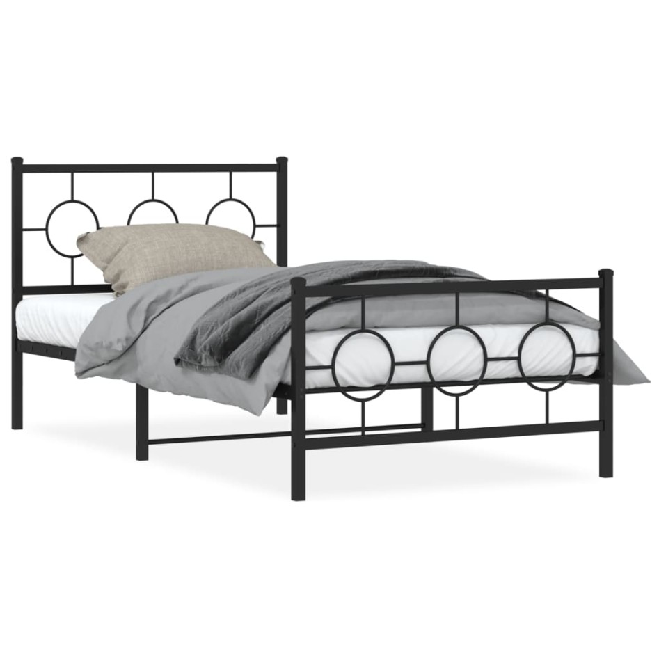 Estructura cama sin colchón con estribo metal negro 100x190