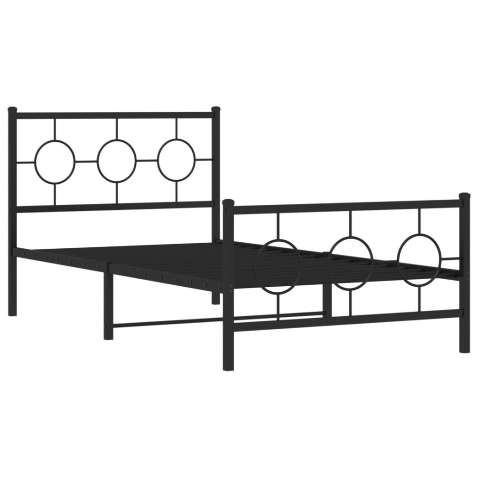 Estructura cama sin colchón con estribo metal negro 100x190