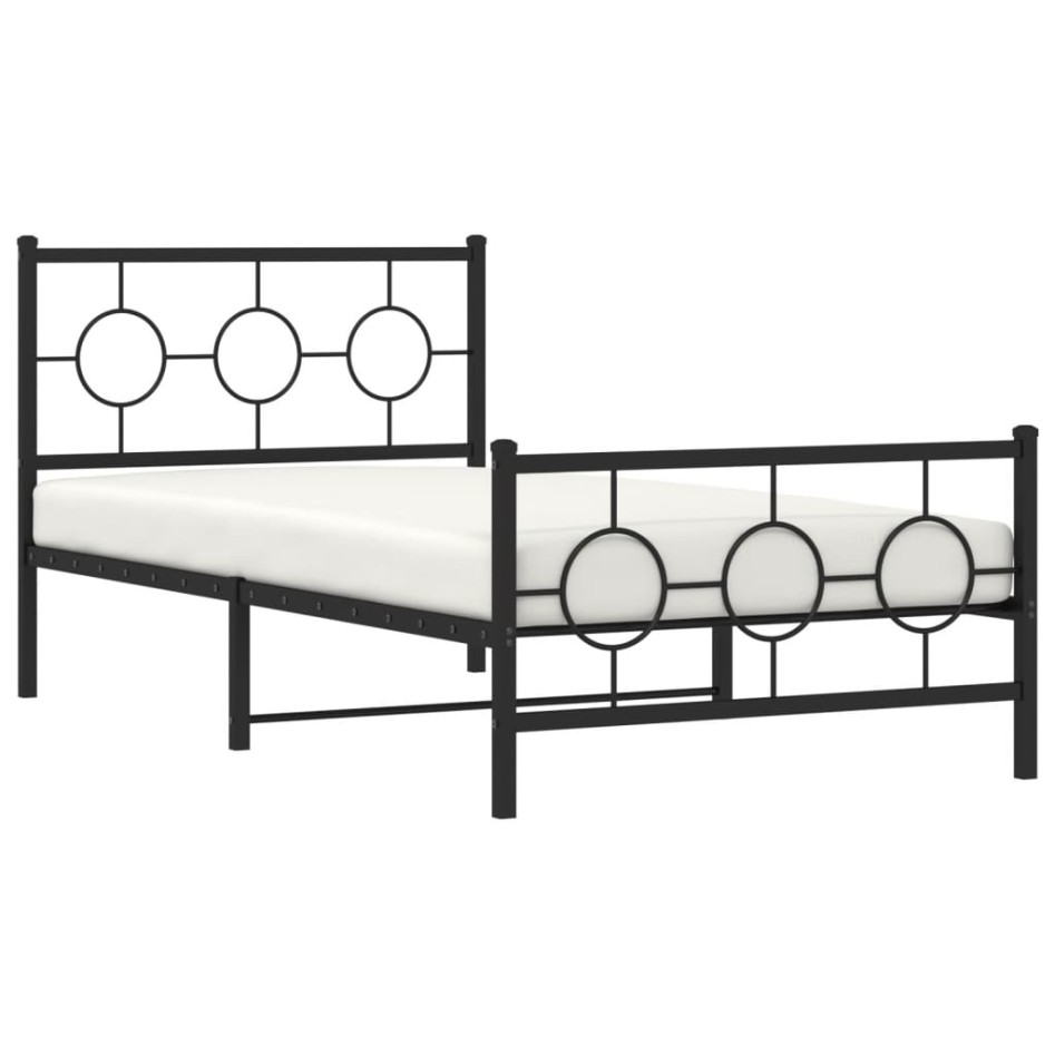 Estructura cama sin colchón con estribo metal negro 100x190