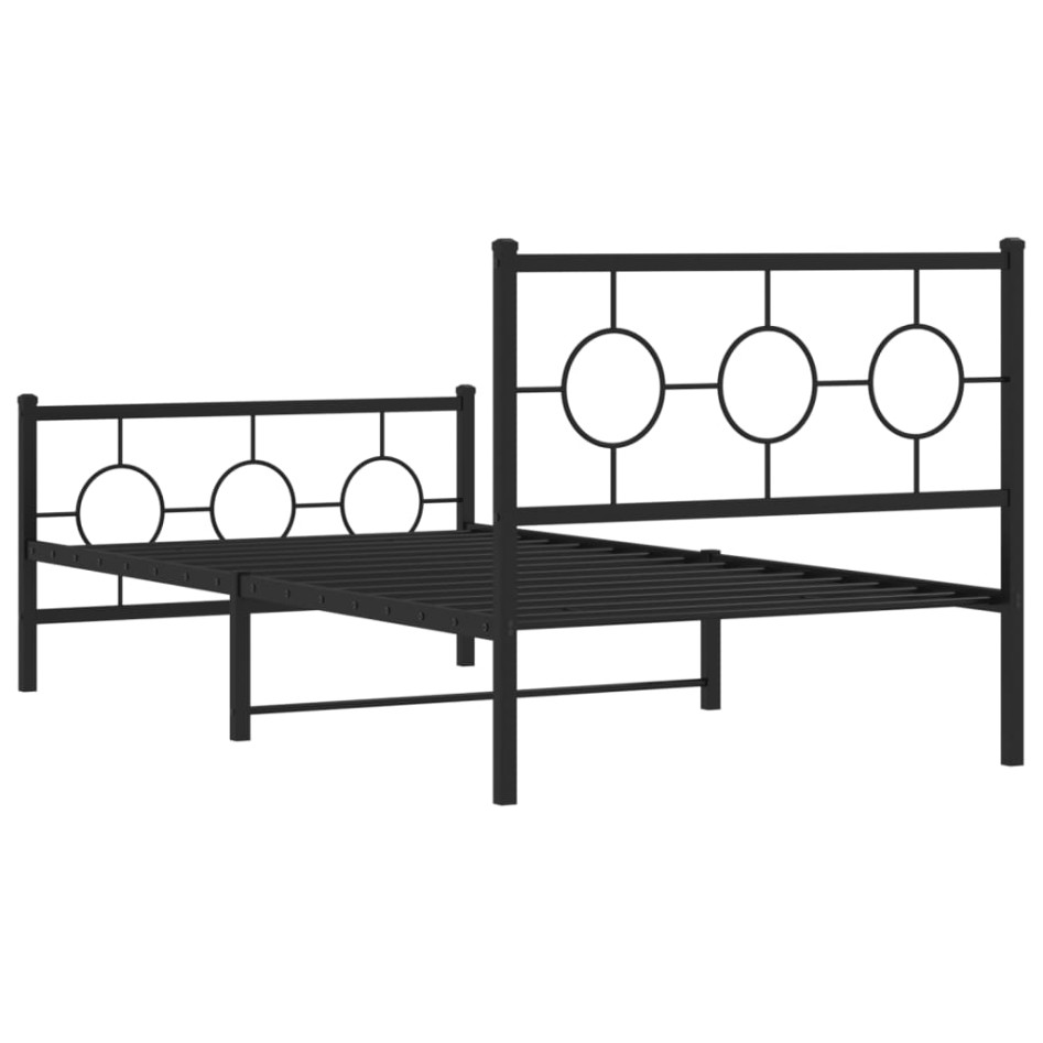 Estructura cama sin colchón con estribo metal negro 100x190