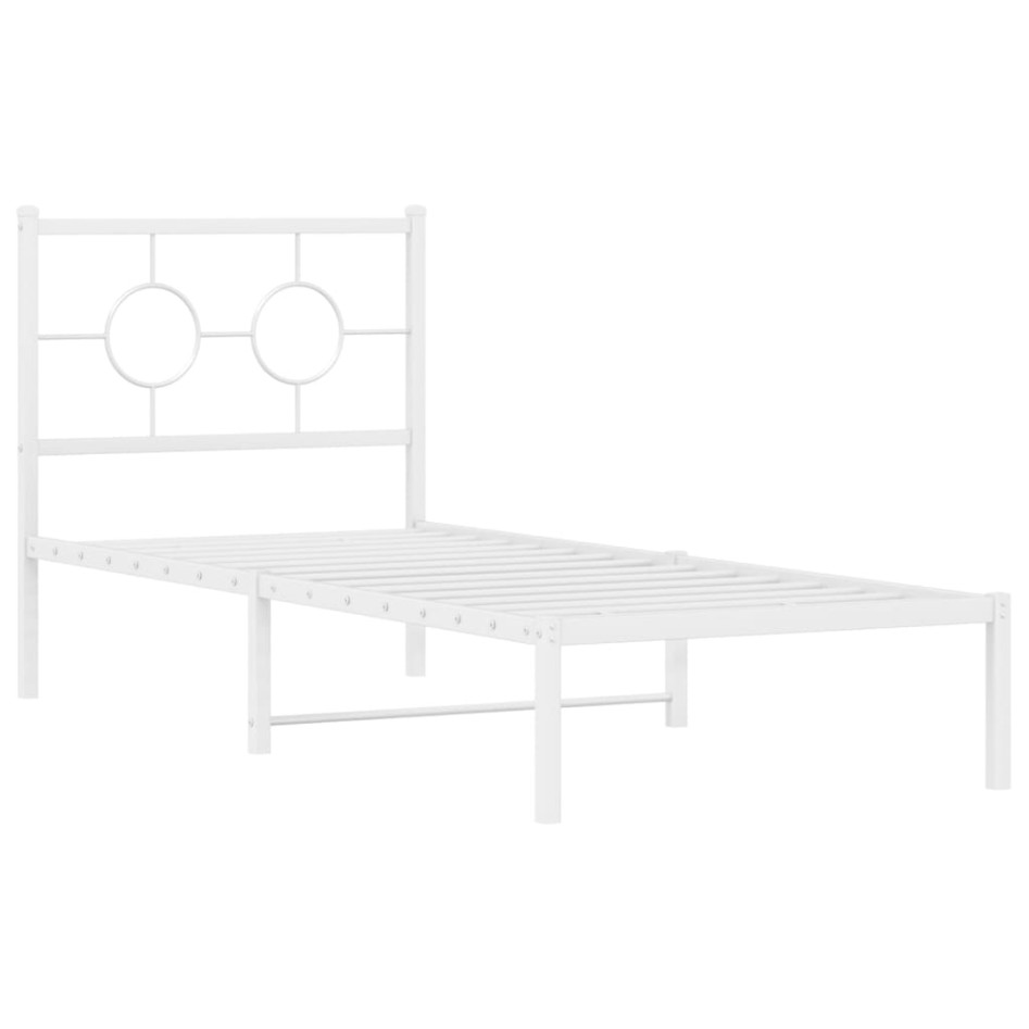 Estructura cama sin colchón con cabecero metal blanco 75x190