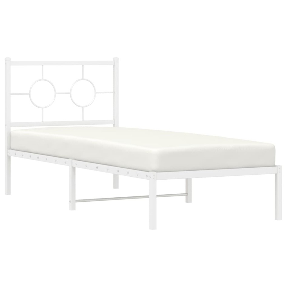 Estructura cama sin colchón con cabecero metal blanco 75x190