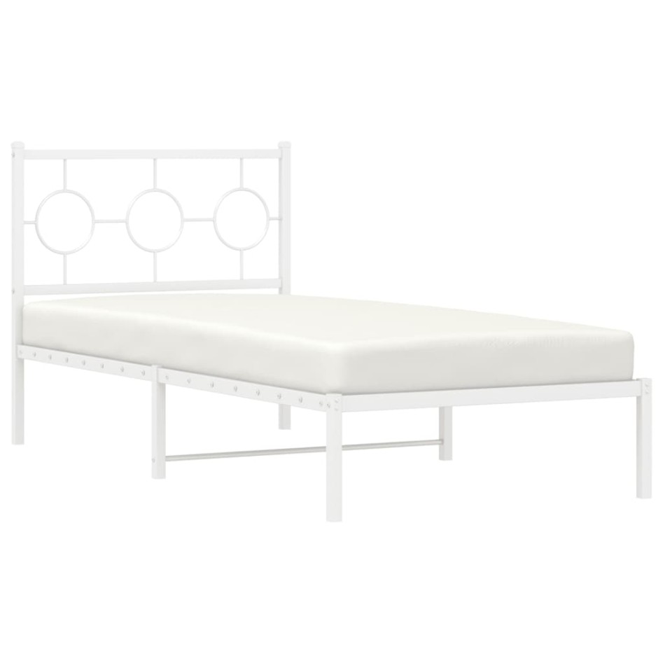 Estructura cama sin colchón con cabecero metal blanco 90x190