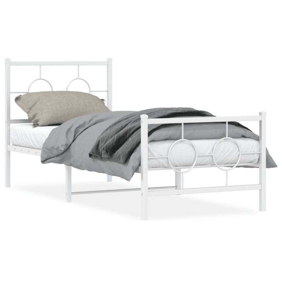 Estructura cama sin colchón con estribo metal blanco 80x200