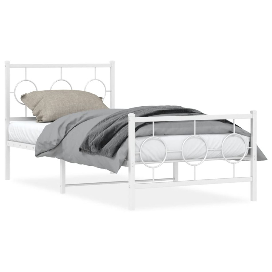 Estructura cama sin colchón con estribo metal blanco 90x200