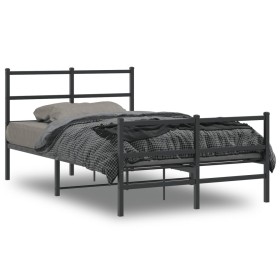Estructura cama sin colchón con estribo metal negro 120x190