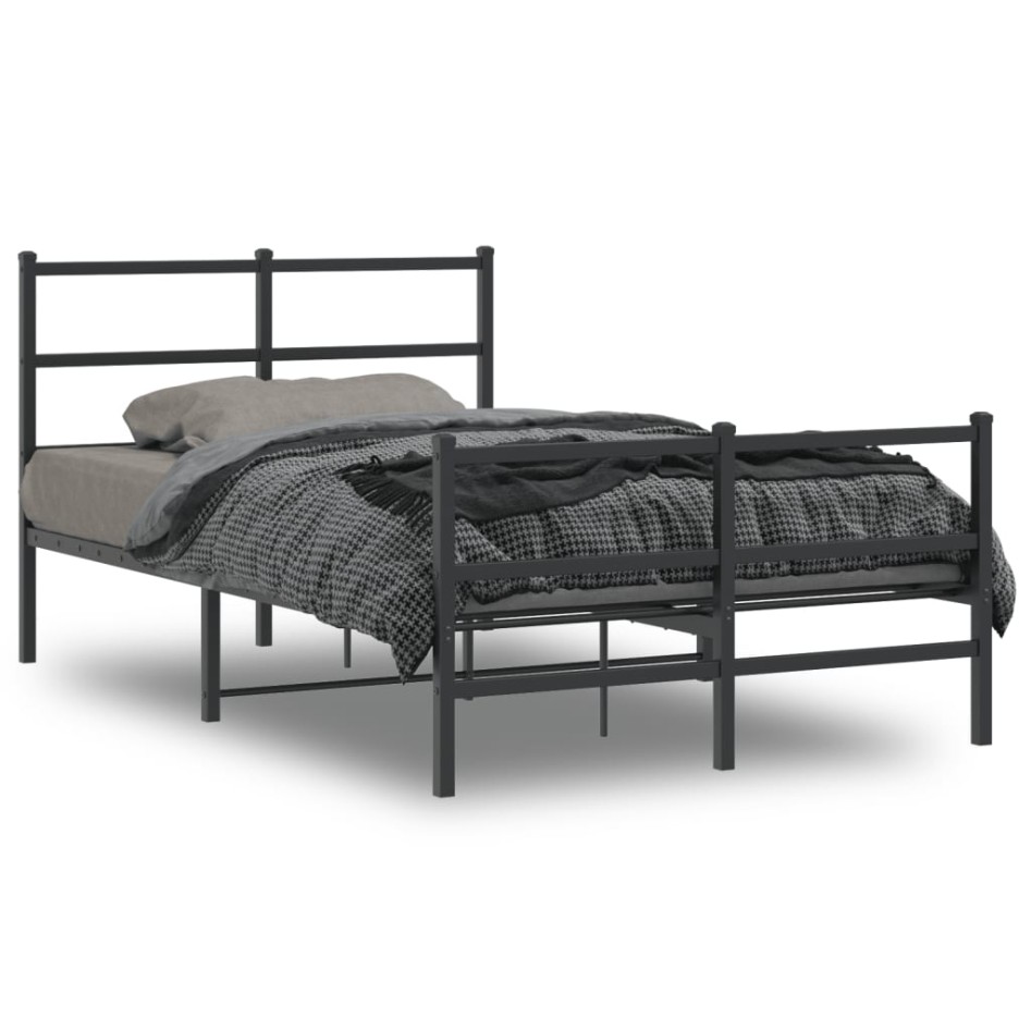 Estructura cama sin colchón con estribo metal negro 120x190
