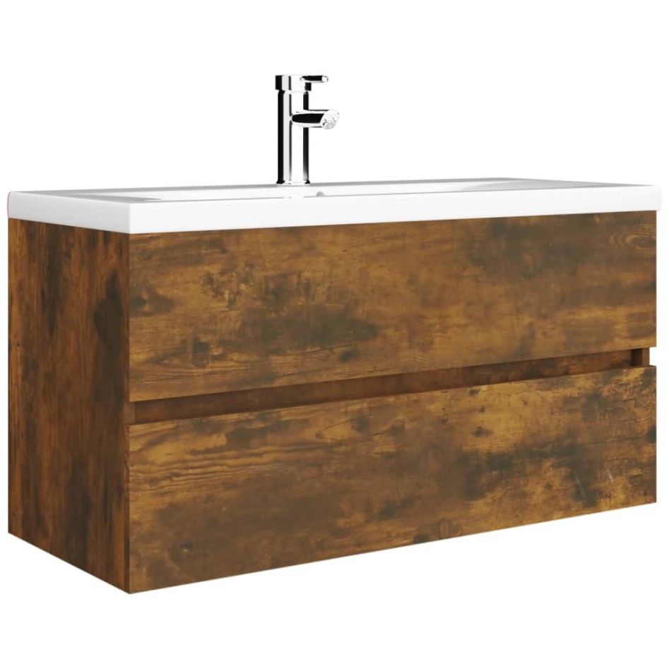Mueble lavabo madera contrachapada roble ahumado