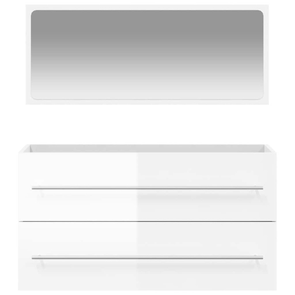 Armario de baño con espejo madera de ingeniería blanco