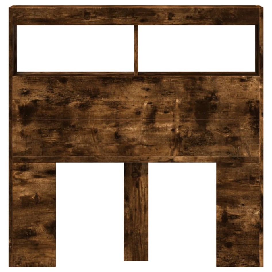 Cabecero de cama con luz LED roble ahumado 100x17x102