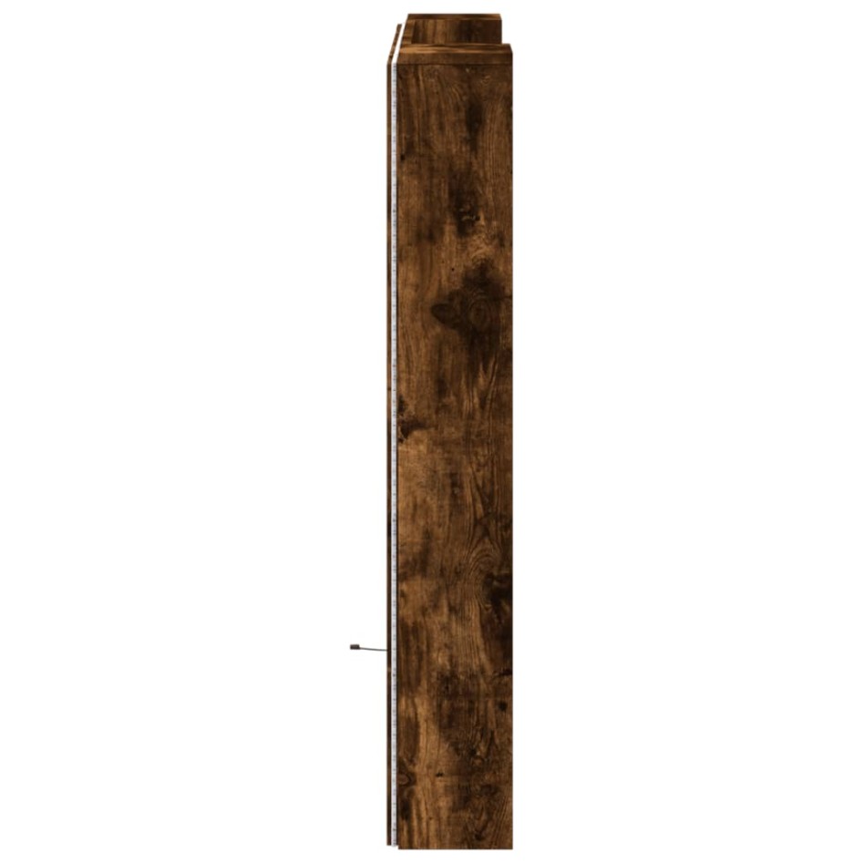 Cabecero de cama con luz LED roble ahumado 100x16,5x103,5