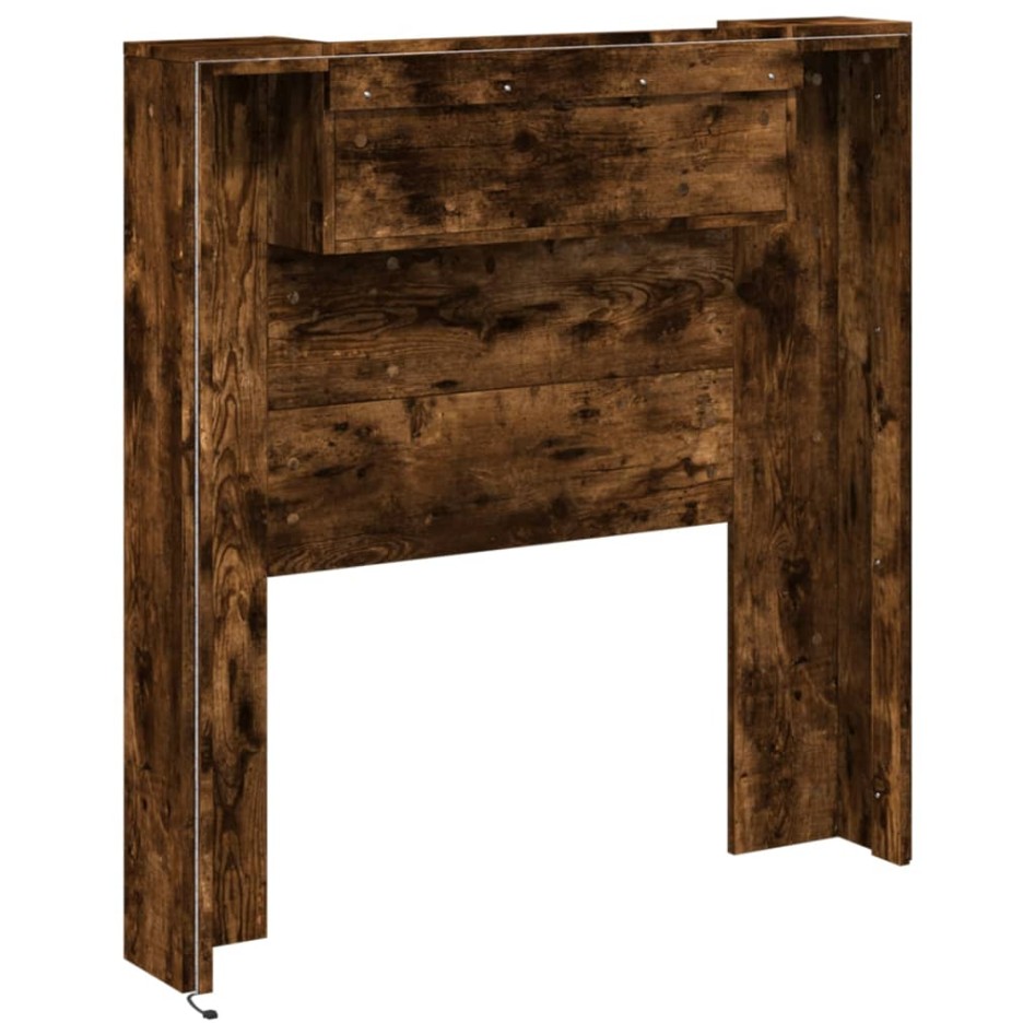 Cabecero de cama con luz LED roble ahumado 100x16,5x103,5