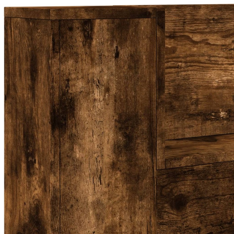 Cabecero de cama con luz LED roble ahumado 100x16,5x103,5