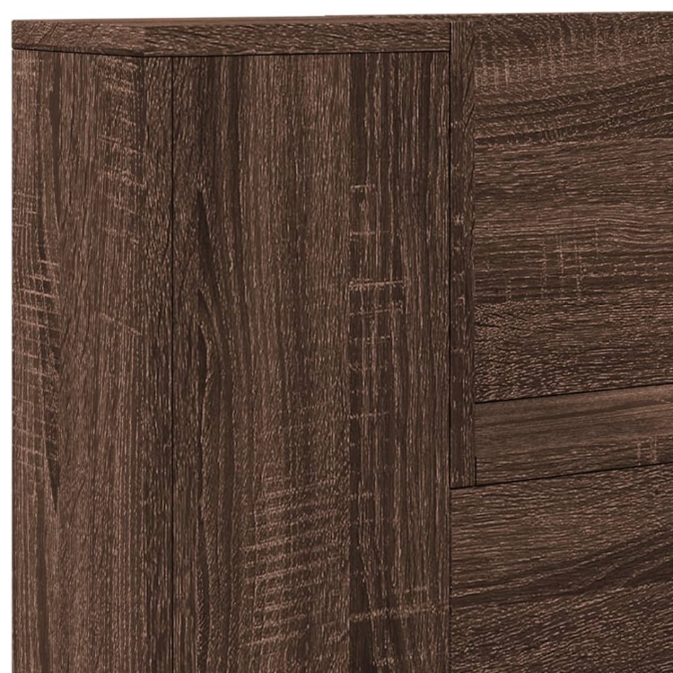 Cabecero de cama con luz LED marrón roble 100x16,5x103,5