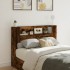 Cabecero de cama con luz LED roble ahumado 140x16,5x103,5