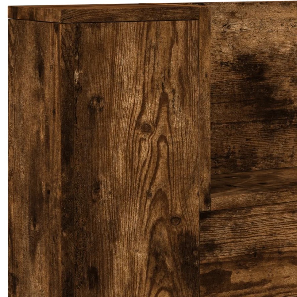 Cabecero de cama con luz LED roble ahumado 140x16,5x103,5