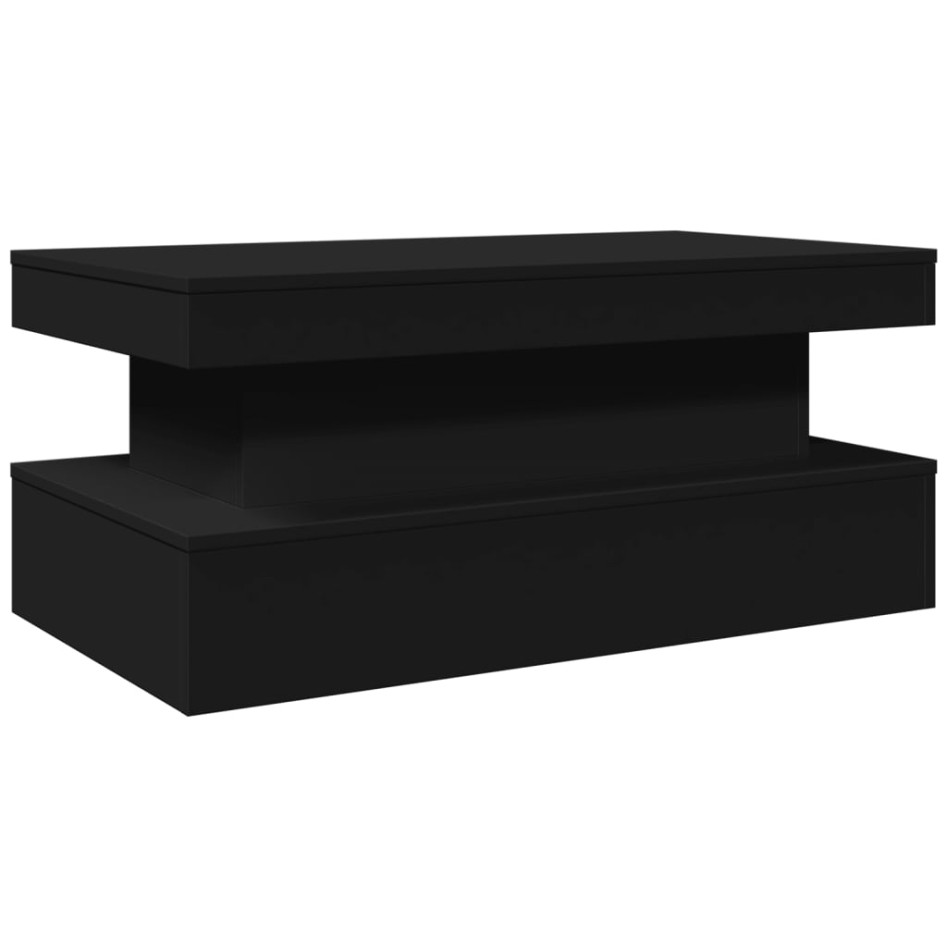 Mesa de centro con luces LED negro 90x50x40
