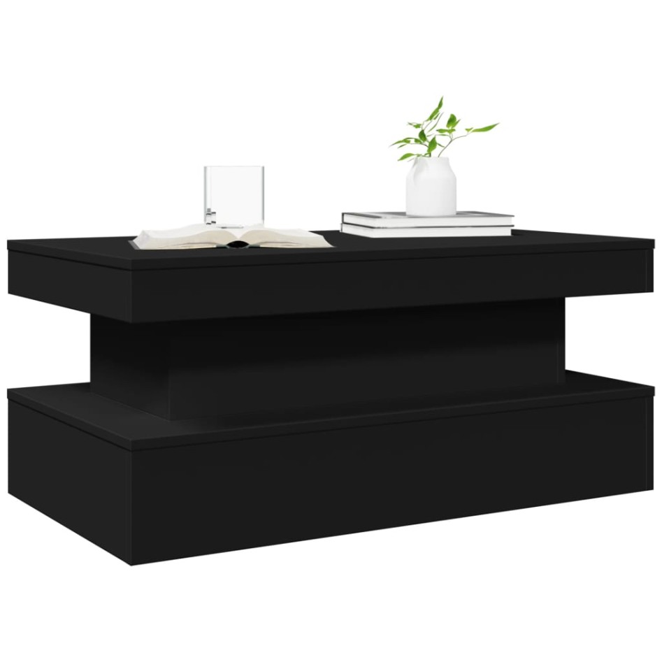 Mesa de centro con luces LED negro 90x50x40