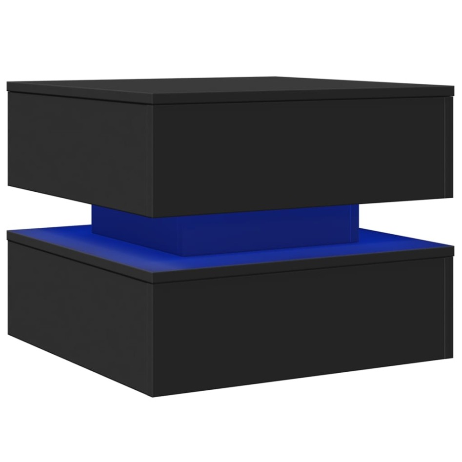 Mesa de centro con luces LED negro 50x50x40