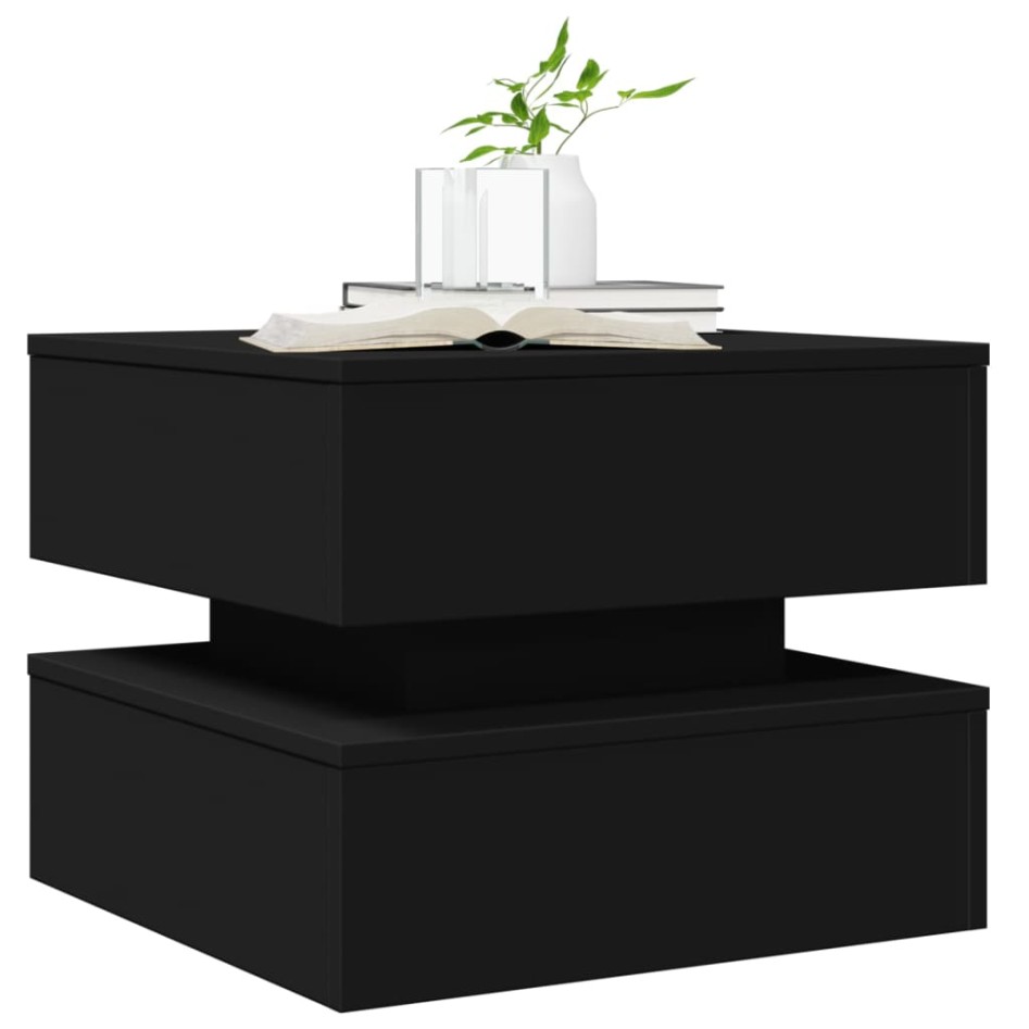 Mesa de centro con luces LED negro 50x50x40