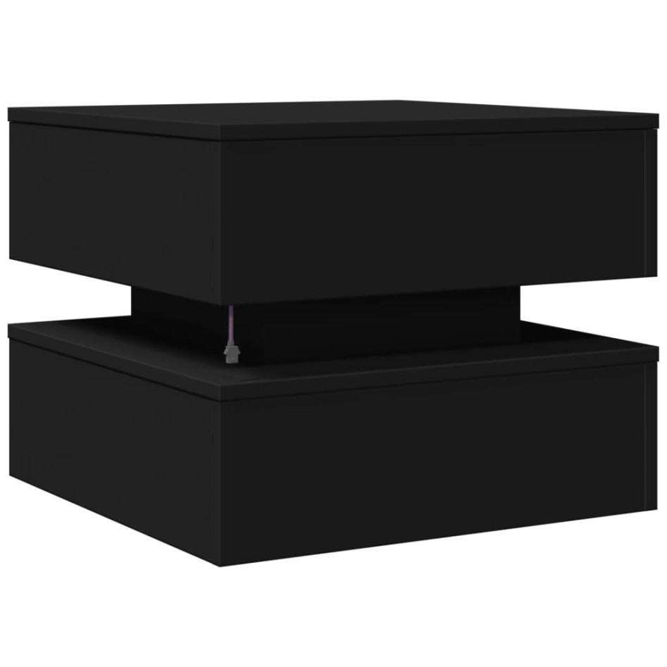 Mesa de centro con luces LED negro 50x50x40