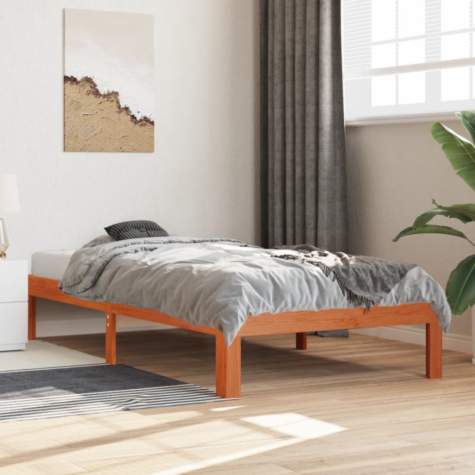 Estructura de cama sin colchón madera maciza marrón 75x190