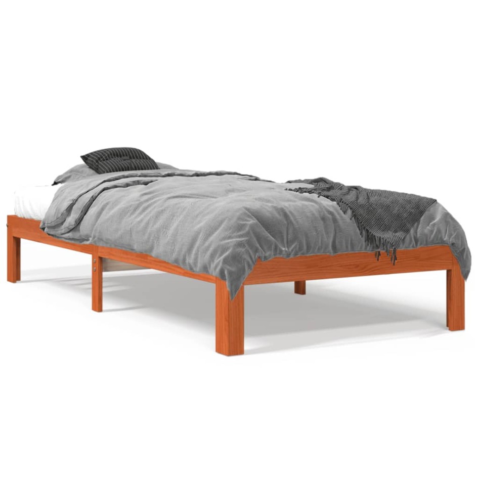 Estructura de cama sin colchón madera maciza marrón 75x190