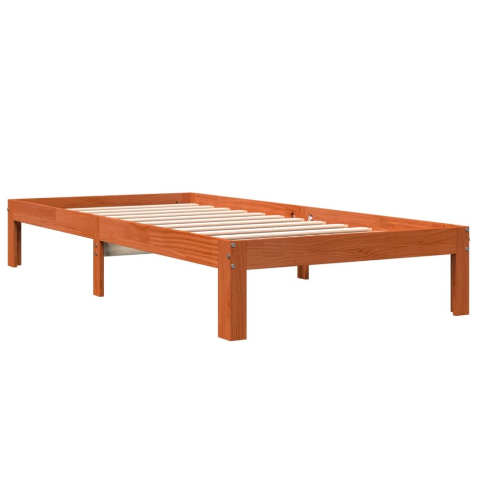 Estructura de cama sin colchón madera maciza marrón 75x190