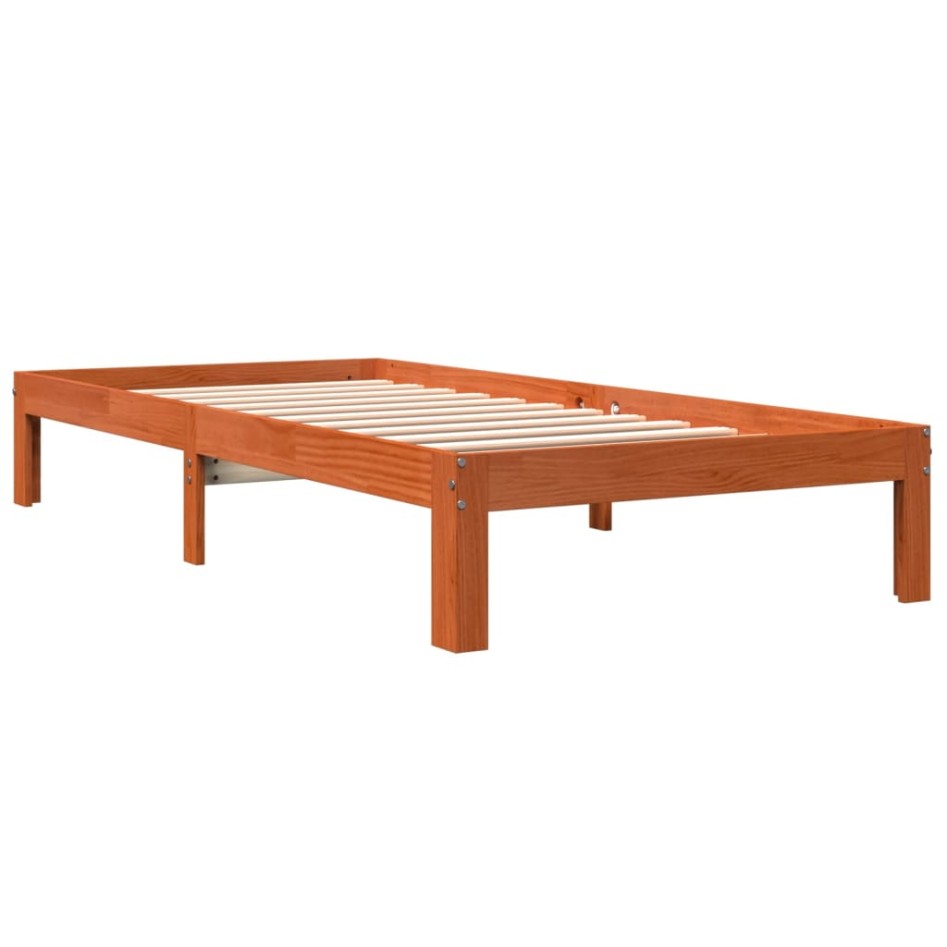 Estructura de cama sin colchón madera maciza marrón 75x190