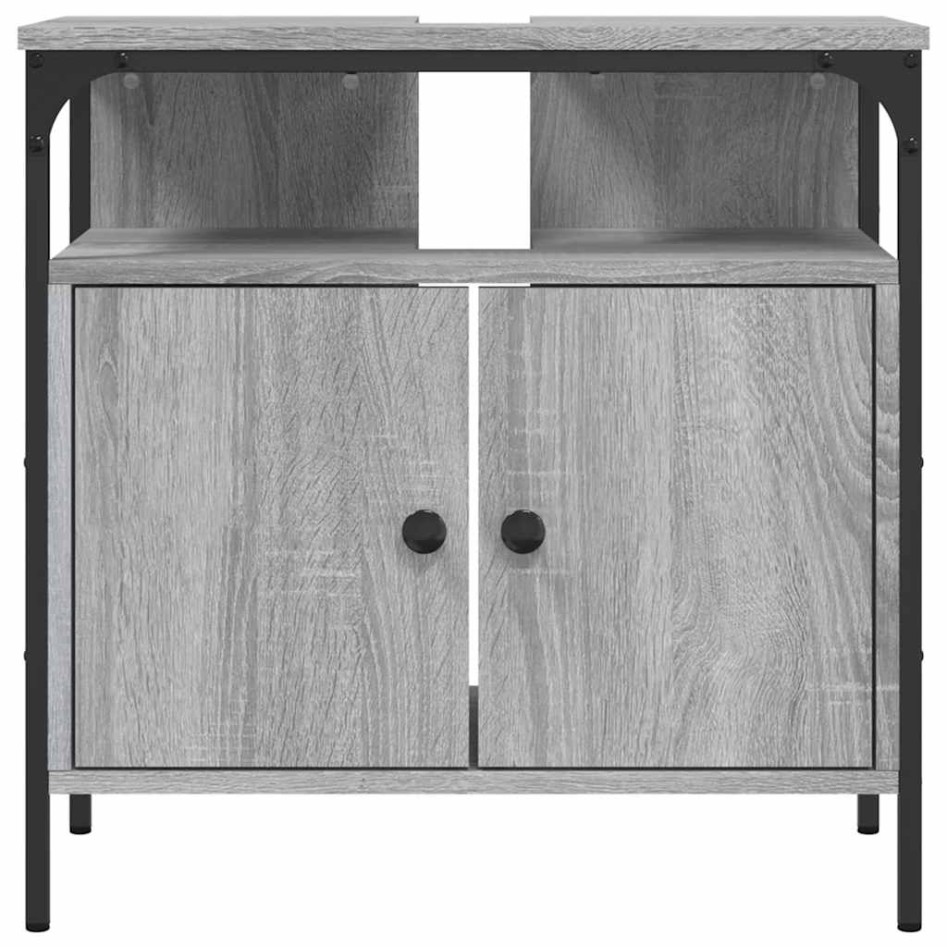 Armario lavabo baño madera ingeniería gris Sonoma 60x30x60