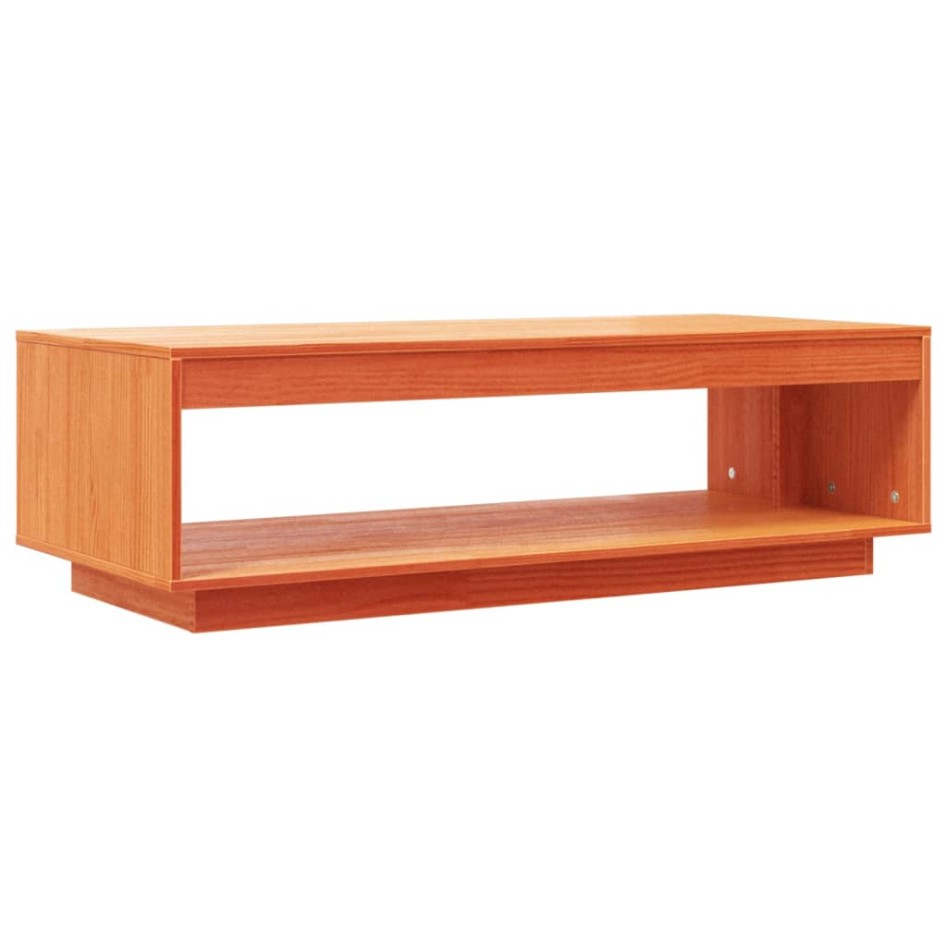 Mesa de centro madera maciza de pino marrón cera 110x50x33,5