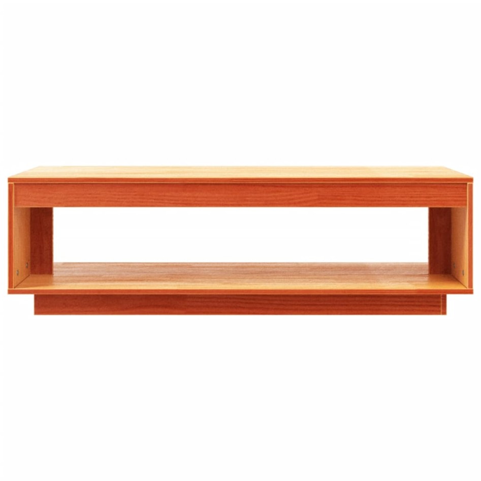 Mesa de centro madera maciza de pino marrón cera 110x50x33,5