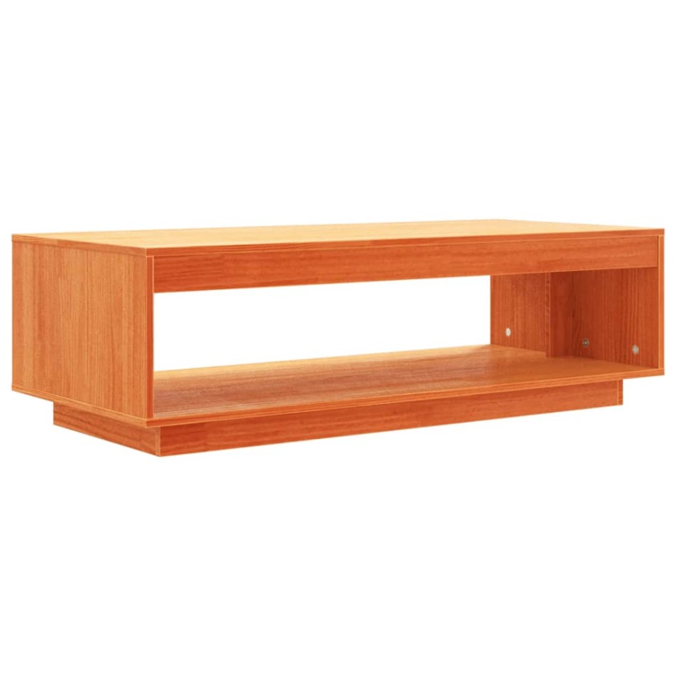 Mesa de centro madera maciza de pino marrón cera 110x50x33,5