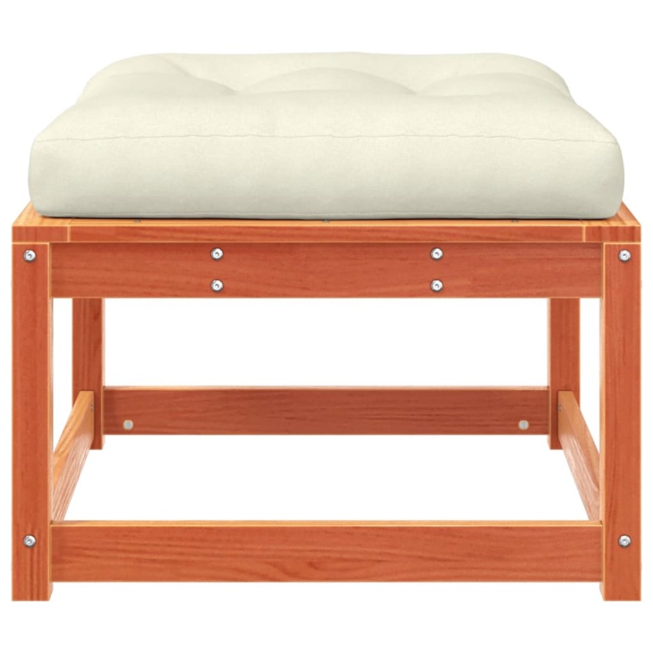 Taburete de jardín con cojines madera maciza pino marrón