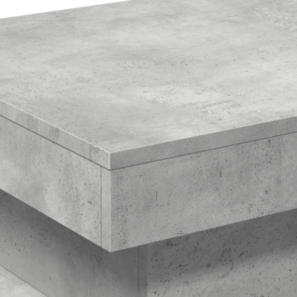 Mesa de centro con luces LED gris hormigón 50x50x40