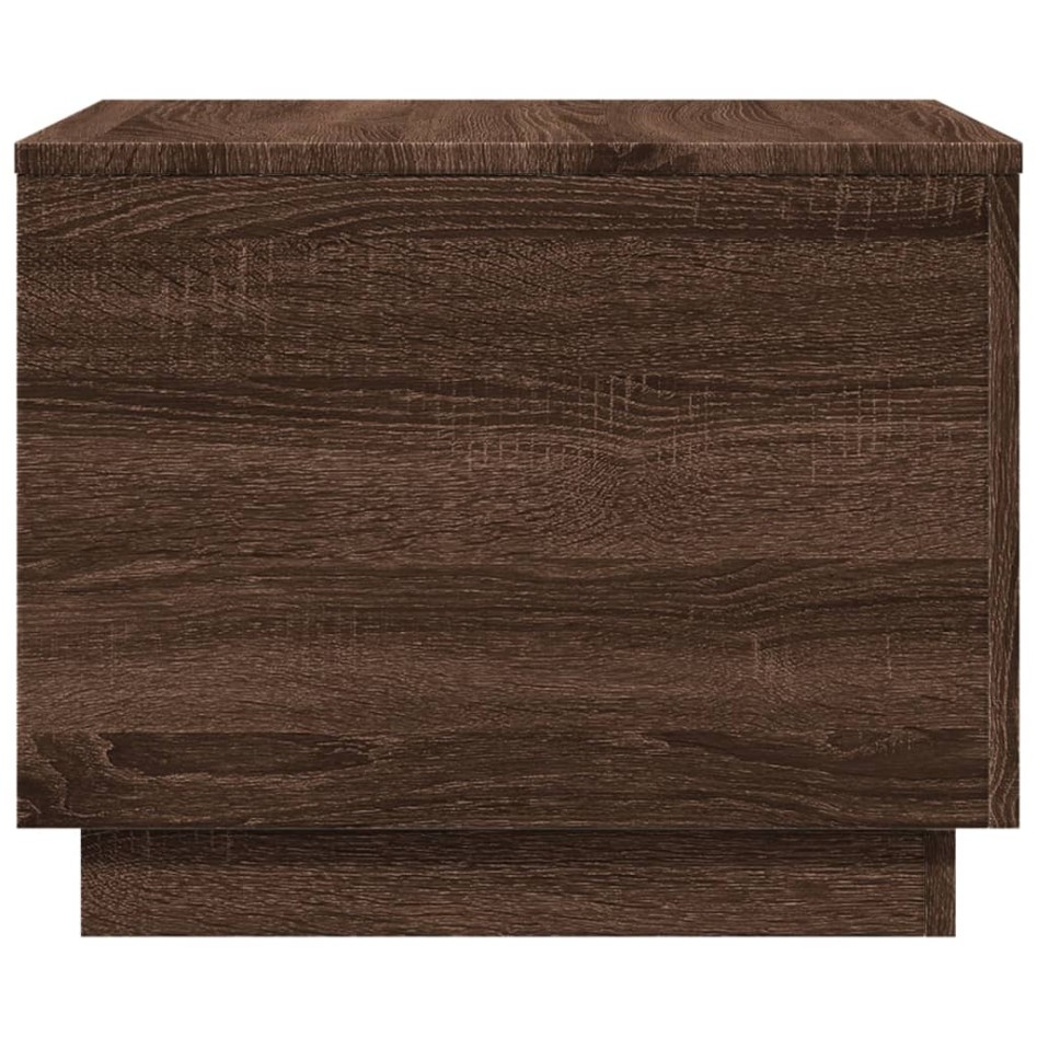 Mesa de centro con luces LED marrón roble 50x50x40