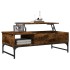 Mesa de centro madera ingeniería metal roble humo 100x50x35